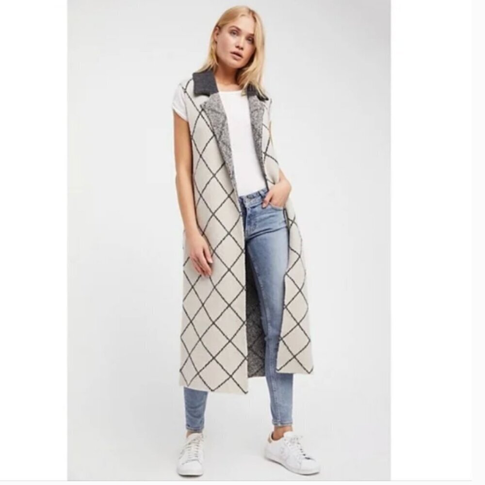 Free People Women's Size Small Girl's Best Friend Quilt Pattern Cardigan Sweater